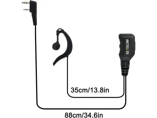 Alt view image 10 of 14 - Retevis Walkie Talkie Earpiece with Mic G Shape 2 Pin Adjustable Volume Headset Compatible with Retevis H-777 RT22 RT21 Baofeng UV-5R 888S 2 Way Radio(10 Pack)