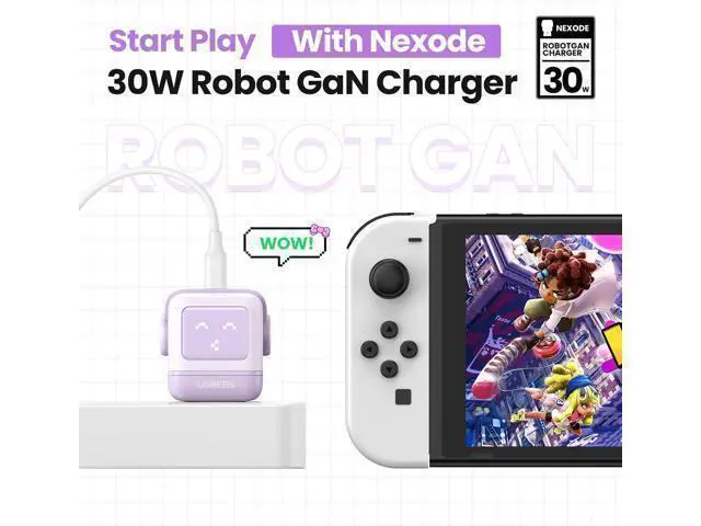 Alt view image 9 of 14 - UGREEN RG 30W USB C Charger, Nexode Robot GaN Fast Charger Block, Compact Wall Charger Power Adapter for iPhone 15 Pro Max/14/13, Galaxy S23 Ultra, Pixel 7 Pro, MacBook Air, iPad Pro (Purple)