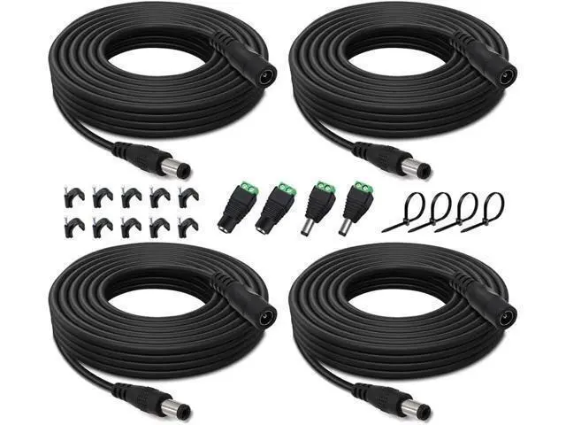 Alt view image 7 of 12 - 4PCS 33FT(10m) 12V DC Power Extension Cable with Power Jack Adapter Connectors(2 x Male + 2 x Female) 5.5mm x 2.1mm DC Power Adapter Extension Cord and Cable Wire Ends Plug HE030-4