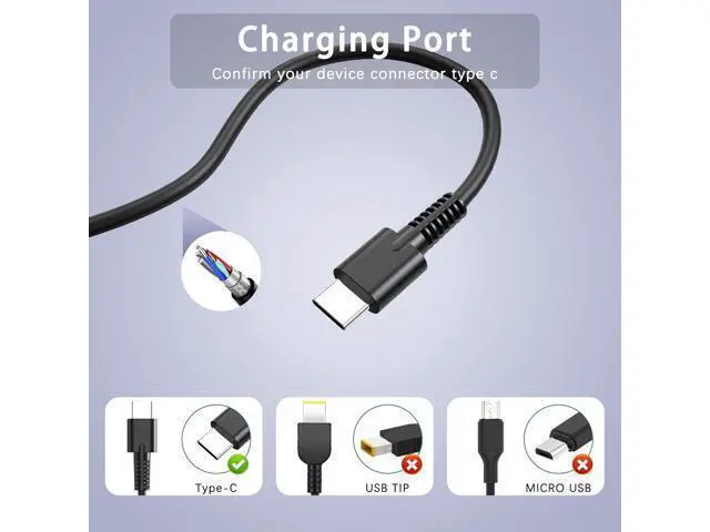 Alt view image 9 of 14 - 100W USB C Laptop Charger Universal Power Adapter Compatible with Mac Book Pro/Air 16 15 14 13 Inch and More Chromebook Type C Power Cord