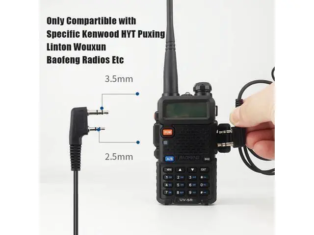 Alt view image 11 of 12 - Case of 10,Walkie Talkie Earpiece with Mic 2 Pin D-Type Headset for Walkie-Talkie Compatible with Baofeng UV-5R BF-888S H-777 RT22 RT27 RT-5R Kenwood 2 Way Radios(10 Pack)