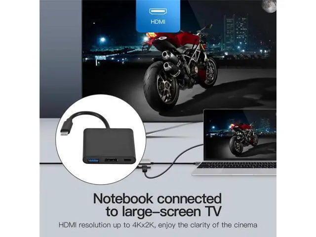 Alt view image 5 of 5 - 3 in 1 Type-C HUB USB 3.0 USB-C Female Converter Small Household Computer Accessories for Laptop Notebook PC