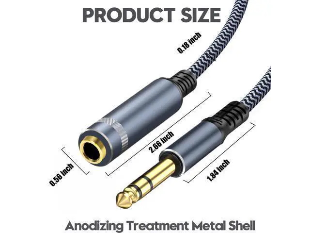Alt view image 14 of 14 - 1/4 inch Extension Cable 10ft 1/4 Male to Female Stereo Headphone Guitar Cable