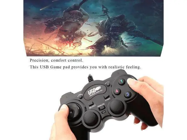 Alt view image 8 of 10 - Gamepad USB Game Controller Gaming Joypad Joystick Control for PC Computer Laptop Win7/8/10/XP/Vista Black Game Console
