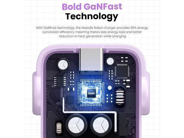 Alt view image 14 of 14 - UGREEN RG 30W USB C Charger, Nexode Robot GaN Fast Charger Block, Compact Wall Charger Power Adapter for iPhone 15 Pro Max/14/13, Galaxy S23 Ultra, Pixel 7 Pro, MacBook Air, iPad Pro (Purple)