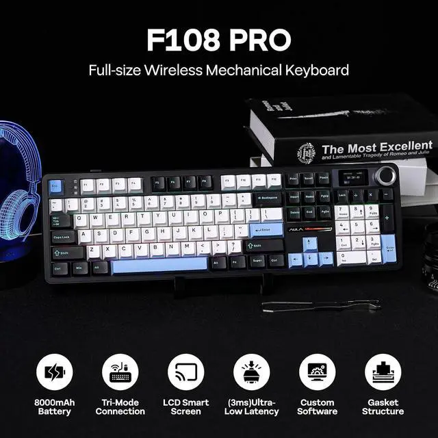 Alt view image 9 of 14 - F108 PRO Wireless Gaming Keyboard+Click Lite Wireless Gaming Mouse