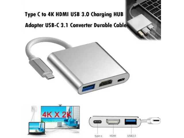 Alt view image 6 of 10 - C USB 3.1 to USB-C 4K USB 3.0 Adapter 3in1 Hub For Apple Macbook NEW usb3.1 Adapter Cable Dropshipping