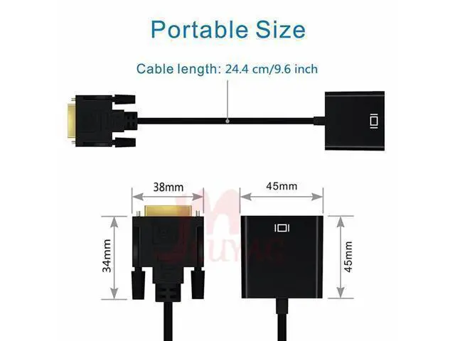 Alt view image 8 of 10 - DVI to VGA converter HD 1080P DVI 24+1 25-pin to VGA adapter cable for TV PC monitor DVI-D to VGA