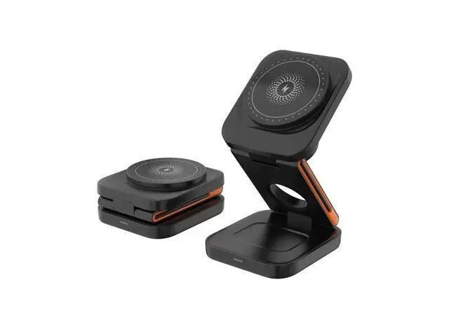 Alt view image 8 of 10 - 3 in 1 Wireless Charging Station Portable Foldable 15W Magnetic Wireless Charger Mobile Phone Holder Foldable Wireless Charger