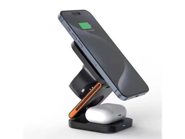 Alt view image 9 of 10 - 3 in 1 Wireless Charging Station Portable Foldable 15W Magnetic Wireless Charger Mobile Phone Holder Foldable Wireless Charger