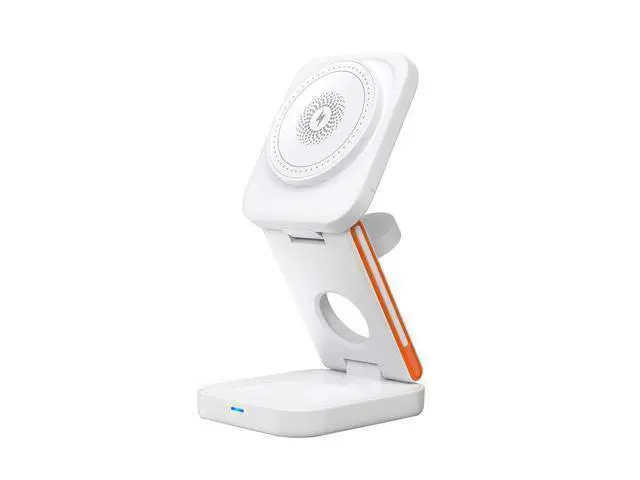 Alt view image 7 of 12 - Three-in-One Folding Magnetic 15W Fast Charging Wireless Charger Multifunction for Apple Mobile Phone Charger with Suction White