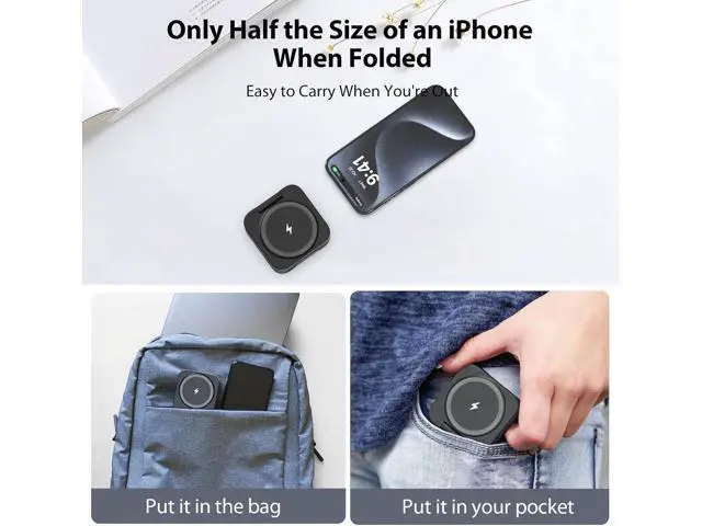 Alt view image 13 of 14 - Fast Wireless Charger Magnetic Foldable 3 in 1 Charging Station for iPhone 16/15/14/13/12/Pro/Plus/Pro Max 5W Portable Charger for Watch10/9/8/7/6/5/4/3/SE for Airpods3/2/Pro-Black