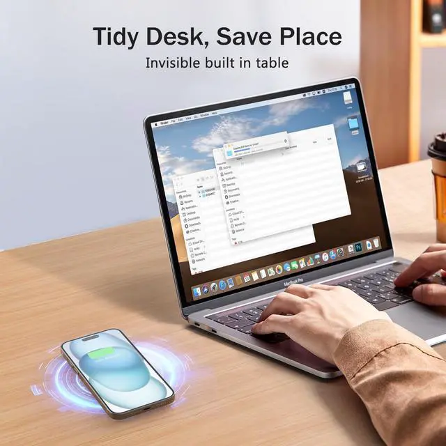 Alt view image 10 of 14 - Wireless Magnetic Charger Desk Mount 15W Fast Charger for iPhone 17 16 Pro Max 15 14 13 12 Series Magnet Qi Charging Pad/Station for AirPods Recessed Hidden Under Desktop Hole Save Nightstand Space
