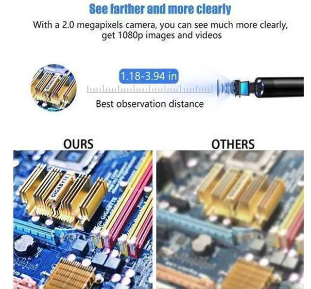 Alt view image 11 of 14 - Wireless Endoscope Camera Waterproof 2M Soft Cable 8mm Mini Lens Snake Pipe Inspection Cam for IOS iPhone Android Phone