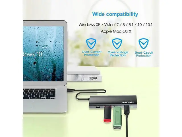 Alt view image 8 of 10 - USB C HUB 4-Port Aluminum USB 3.0 hub USB 3.1 Gen1 5Gbps SuperSpeed USB Type C HUB 3.0 for Computer Laptop USB Splitter