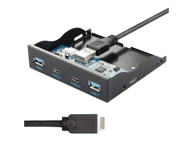 Alt view image 9 of 14 - Usb 3.1 Front Panel Header To Usb-C & Usb 3.0 Hub 4 Ports Front Panel Motherboard Cable For 3.5" Floppy Bay