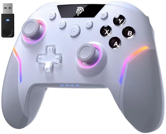 Alt view image 8 of 14 - _Mega Brand X20 Wireless Gaming Controller with RGB Backlit, 2-Stage Hall Effect Stick, 1000Hz Polling Rate, 6-Axis Gyro on Multi-Platform, Mech Buttons- Compatible with PC/Switch/Steam/Android