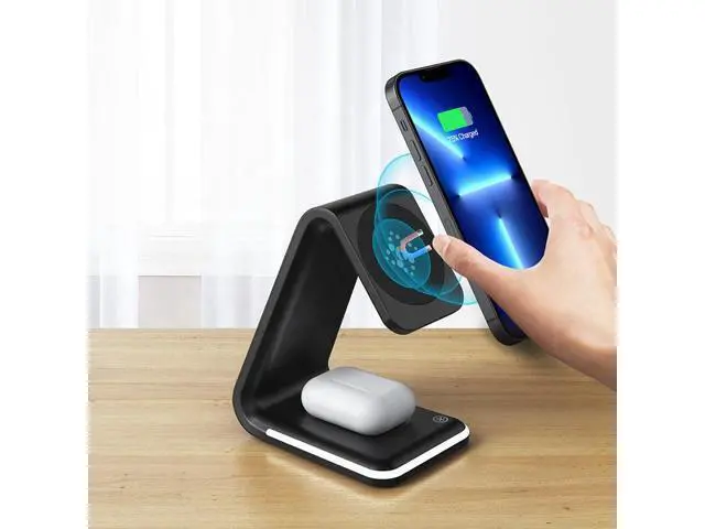 Alt view image 8 of 12 - 15W 3-in-1 Magnetic Wireless Charger for Apple iPhone and Watch