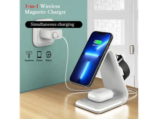 Alt view image 12 of 12 - 15W 3-in-1 Magnetic Wireless Charger for Apple iPhone and Watch
