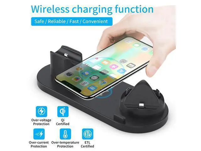 Alt view image 2 of 5 - 6 in 1 Wireless Charger Dock Station for iPhone/Android/Type-C USB Phones 10W Qi Fast Charging For Apple Watch AirPods Pro