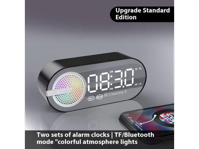Alt view image 7 of 10 - Audio Desktop Small Speaker AI Alarm Clock Convenient Subwoofer Wireless BT Speaker Multi-function White