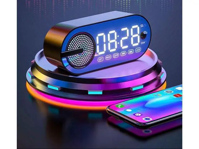 Alt view image 9 of 10 - Audio Desktop Small Speaker AI Alarm Clock Convenient Subwoofer Wireless BT Speaker Multi-function White