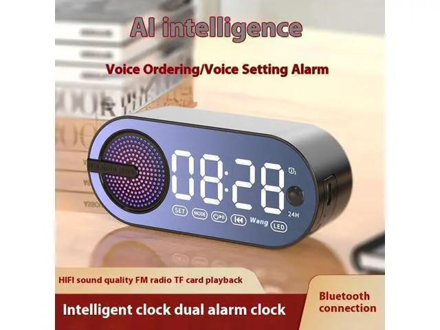 Alt view image 8 of 10 - Audio Desktop Small Speaker AI Alarm Clock Convenient Subwoofer Wireless BT Speaker Multi-function White