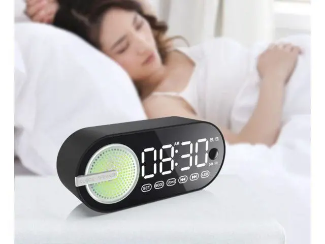 Alt view image 10 of 10 - Audio Desktop Small Speaker AI Alarm Clock Convenient Subwoofer Wireless BT Speaker Multi-function White