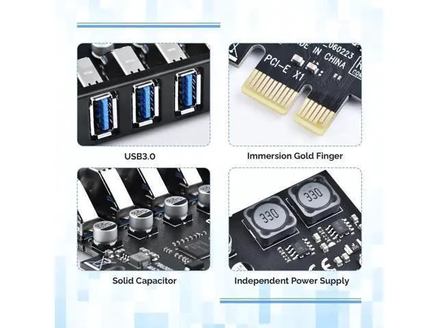 Alt view image 12 of 14 - PCIE USB 3.0 Card 7 Ports PCI Expree to USB Expansion Card Super Speed 5Gbps PCI-e USB3 Hub Controller Adapter for Windows 11/10/8/7/XP/Vista