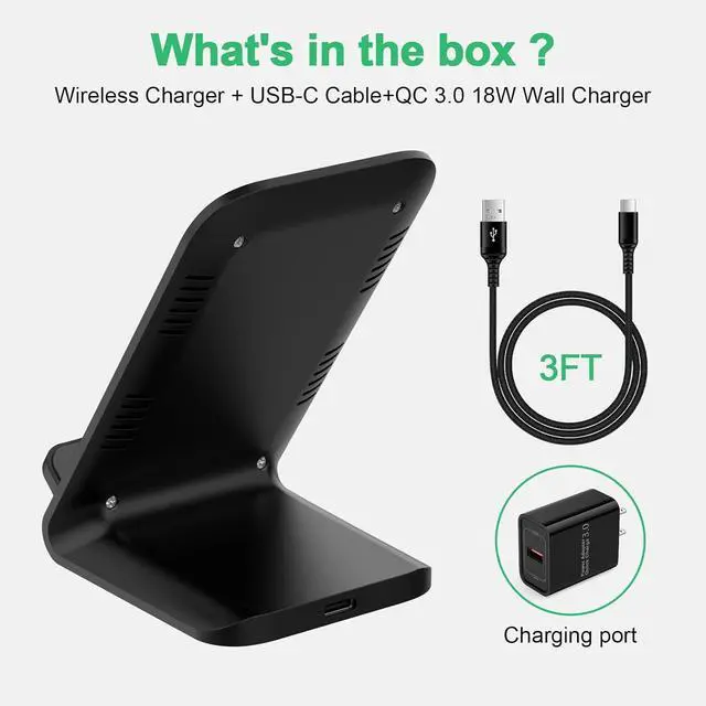 Alt view image 12 of 14 - Wireless Charger Fast Charging Stand Wireless Android Desk Phone Charger Pad 15W for Galaxy S24 S25 Ultra Plus S24FE S23FE S22 S21 Pixel 9 Pro iPhone 16/15 Pro Max with 18W Adapter