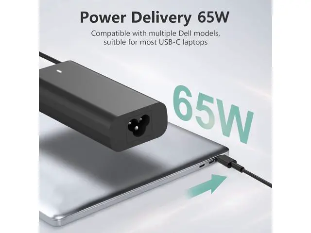 Alt view image 9 of 14 - Replacement for 65W Laptop USB Type C AC Power Adapter Include Power Cord for Latitude 3340 3440 3540 5340 5440 5540 7340 7440 7640 9440 2in1