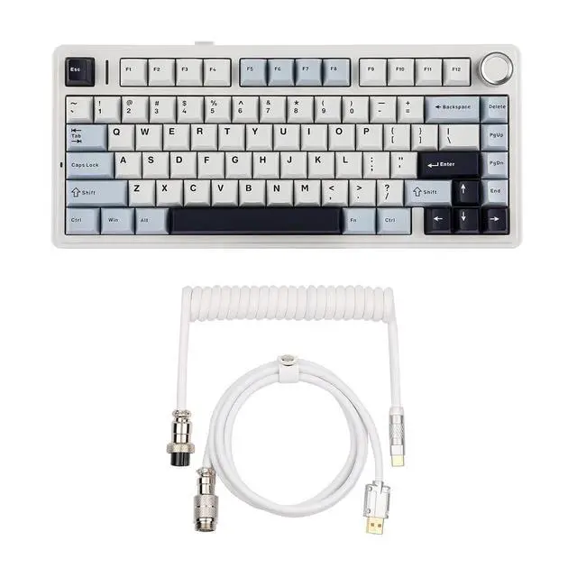 Alt view image 8 of 14 - x Aula F75 Gasket Mechanical Keyboard with Five-Layer Padding&Knob + Puff Aviator Coiled USB Cable