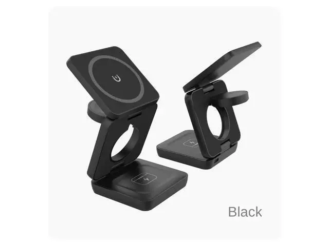 Alt view image 2 of 6 - Three-in-one Multi-function Folding Wireless Charger for for Portable Magnetic Mobile Phone Holder Fast Charging 15W