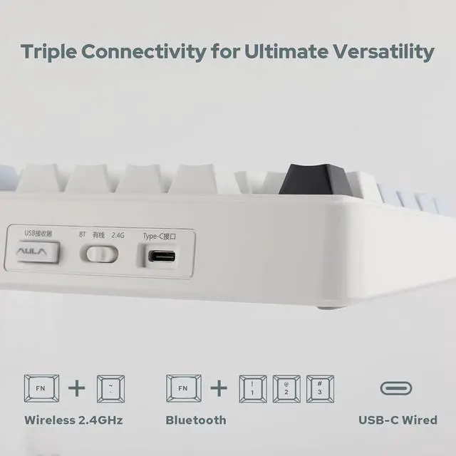 Alt view image 10 of 14 - x Aula F75 Gasket Mechanical Keyboard with Five-Layer Padding&Knob + Sea Salt Silent Mechanical Keyboard Switches Set