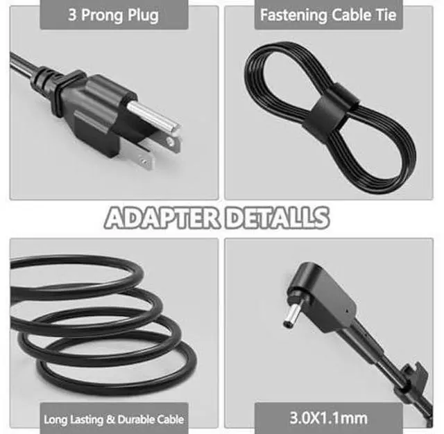 Alt view image 9 of 12 - Laptop Charger fit for Acer Aspire 3 14 15 A314 A314-22 A314-23p A315-23 A315-22 A315-34 A315-58 A315-58G A315-57G A315-44P A315-24 A315-51P A315-24P A315-35 n23c3 Laptop Power Cord