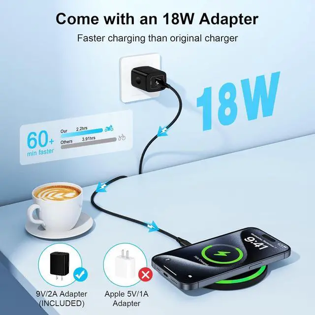Alt view image 9 of 14 - Wireless Charger Fast Charging Pad for Galaxy S25 Edge S24 Ultra S24+ S24 S23 FE S22 S21 S20 S10 Note 20 10 18W Phone Wall Charger Cargador Inalambrico for iPhone 15 Pro Max 15 Plus