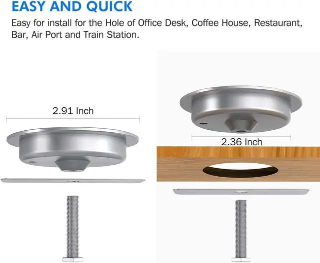 Alt view image 11 of 12 - Desk Wireless Charger 15W Fast Charging Pad for iPhone 17/16/15/14/13/12/11/Pro/Xs Max/XR/AirPods/ Galaxy 10/S10+/S9 Hidden Embed in Furniture Desk Grommet Hole Qi Charger Station