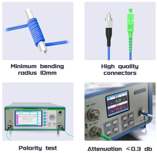 Alt view image 12 of 14 - FC/UPC to SC/APC Armored Fiber Optic Internet Cable Single Mode Simplex - 9/125m Fiber Optic Jumper Optical Patch Cord -OS1/OS2 Compatible, 15Meters/49ft LSZH Blue