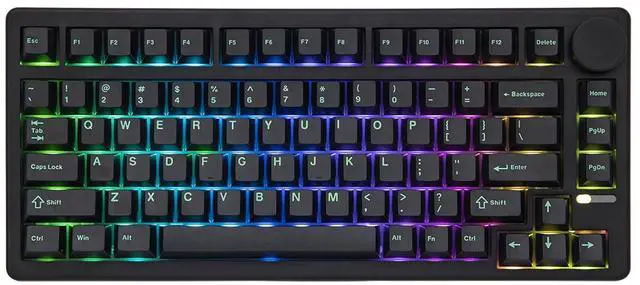 Alt view image 8 of 14 - QK81 75% Wireless Mechanical Gaming Keyboard, QMK/VIA Programmable and Hot-Swappable, 81 Keys with Metal Knob, 2.4Ghz/BT/USB, Creamy Gasket-Mount, RGB Backlight (Black, Wisteria Switch)