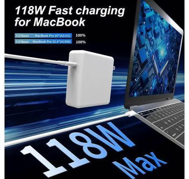 Alt view image 10 of 14 - Mac Book Pro Charger - 118W USB C Laptop Charger Power Adapter Fit MacBook Air 13 14 15 16 inch MacBook Pro M1 M2 M3 M4 iPad Pro and All Type C Port Devices 6.6 Ft USB C to C Cable