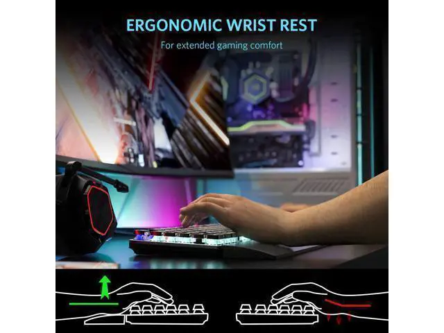 Alt view image 8 of 8 - TEWELL Quick Responsible Blue Switches Mechanical Gaming Keyboard, Rainbow LED Rainbow Backlit Typewriter Keyboards with Removable Hand Rest, 104 Anti-ghosting Keys, for PC, Laptop, Computer