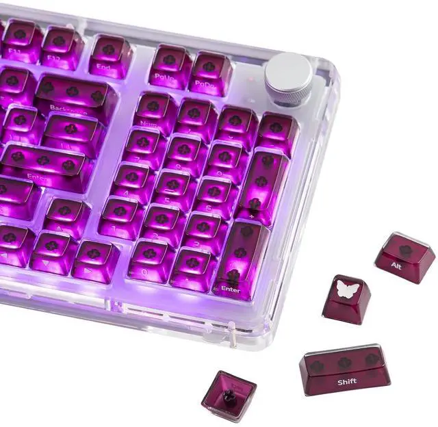 Alt view image 8 of 14 - Lusterfly Jelly Keycaps Set - 123 Keys Double-Shot Laser Engraved, MDA Profile, ABS+PC, Non-Shine-Through, MX-Compatible for 61/68/84/87/98/100/104-Key Mechanical Keyboard (Red)