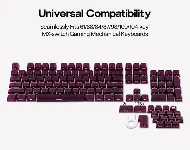 Alt view image 14 of 14 - Lusterfly Jelly Keycaps Set - 123 Keys Double-Shot Laser Engraved, MDA Profile, ABS+PC, Non-Shine-Through, MX-Compatible for 61/68/84/87/98/100/104-Key Mechanical Keyboard (Red)