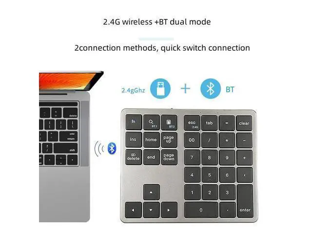 Alt view image 10 of 14 - 35 Key Digital Keypad Wireless BT Dual Mode Numeric Keypad Silent Mobile Phone Computer Compatible Numeric Keyboard
