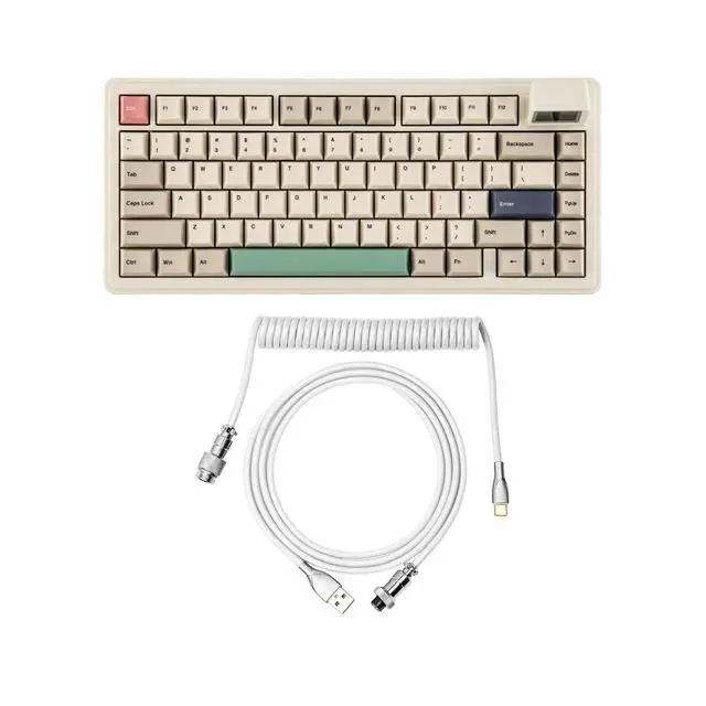 Alt view image 8 of 14 - RT82 Wireless Mechanical Keyboard with Screen+Mix 1.8m Coiled Keyboard Cable