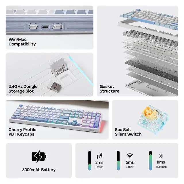 Alt view image 9 of 14 - TH108 Full Size Mechanical Keyboard+Sorane 39gf Gaming Keyboard Switches Set