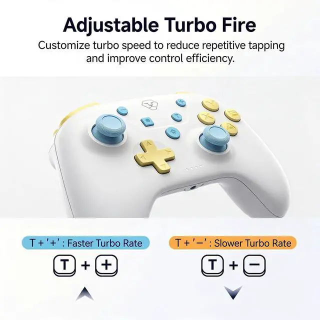 Alt view image 11 of 14 - Wireless Controller for Switch 2/Switch/OLED, Hall Effect Joysticks, Bluetooth & 2.4G Wireless, Wired Gamepad for PC, iOS & Android, Turbo, Dual Vibration, Cute Pastel Design