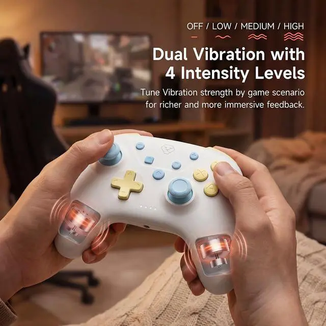Alt view image 14 of 14 - Wireless Controller for Switch 2/Switch/OLED, Hall Effect Joysticks, Bluetooth & 2.4G Wireless, Wired Gamepad for PC, iOS & Android, Turbo, Dual Vibration, Cute Pastel Design