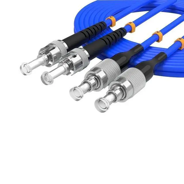 Alt view image 7 of 12 - 60Meters, FC to ST, Armored Single Mode Duplex Fiber Optic Cables FC-ST Patch Cord Jumper SM SX 196FT Blue