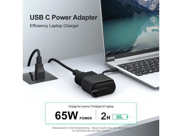 Alt view image 10 of 14 - New Slim 65W USB C Laptop Charger for Laptop Charger Compatible with ThinkPad/Yoga/ThinkBook Chromebook Computer Fast Charging Type C Power Adapter